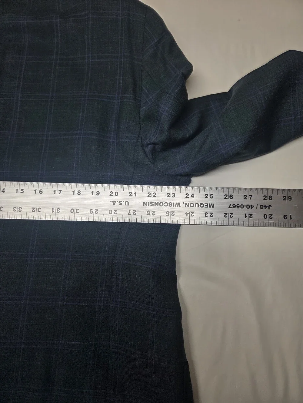 Hickey Freeman New York 48R Teal Plaid Sport Coat Wool Flax Silk USA